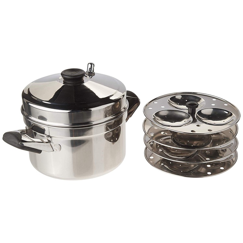 Tabakh HIC-204 4-Rack Stainless Steel Idli Cooker w/ Hawkins Type Stand, Makes 12 Idlis