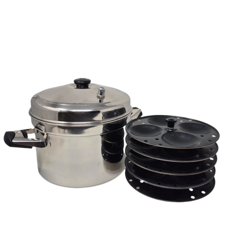 Tabakh Stainless Steel Idli Cooker With 5-Racks Non-Stick Idly Stand