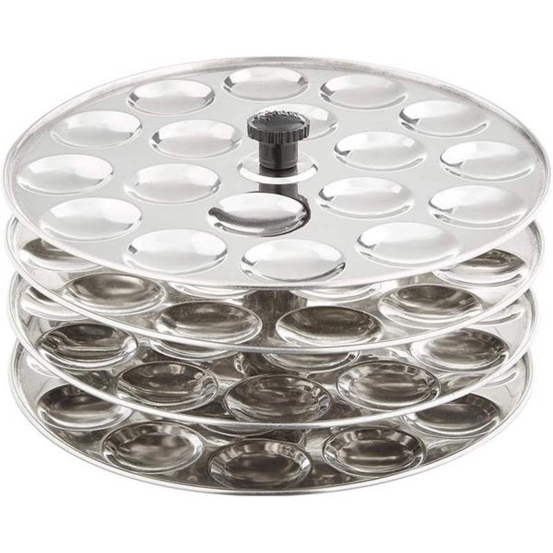 Tabakh 4-Rack Stainless Steel Idli Stand, Makes 72 Mini Idlys of 1" Diameter
