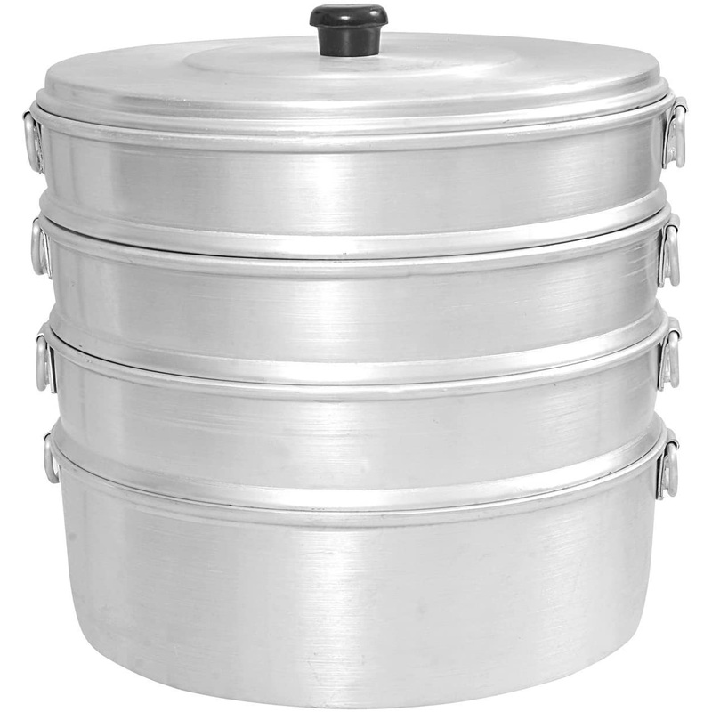 TABAKH Aluminum Momos Steamer, 4-Tier Multipurpose Cooking Vegetables, Steam Pot Cookware with Lid