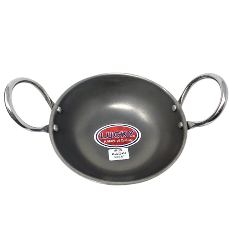 TABAKH Lucky Iron Kadai Flat Bottom