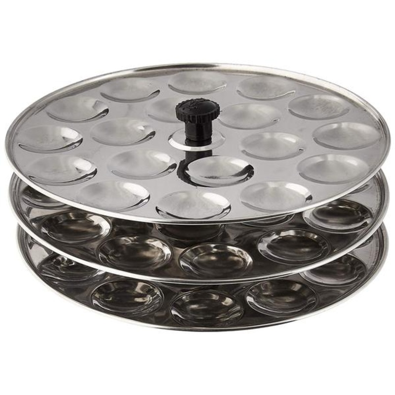TABAKH Stainless Steel 3-Rack Mini Idli Stand, Makes 54 Idlys