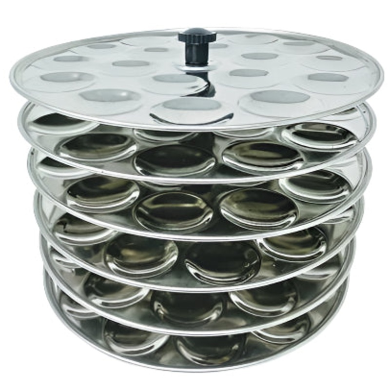 TABAKH Stainless Steel 6-Rack Mini Idli Stand for Cookers, Makes 108 Mini Idlys