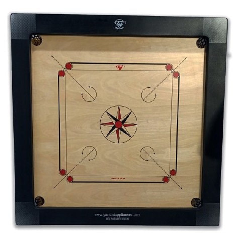 Taj Deluxe Carrom Board with Coins, Striker & Powder, 8mm