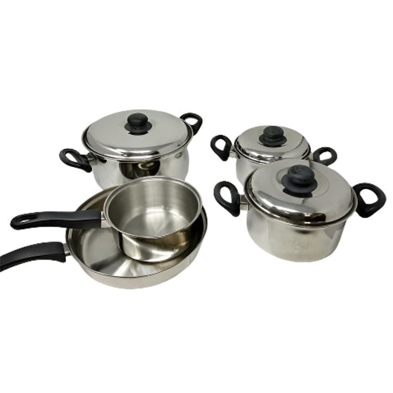 Vinod 7pc Stainless Steel Cookware Set (Frypan/Sauce Pan 2 Cooking Pots w/ SS Lid)