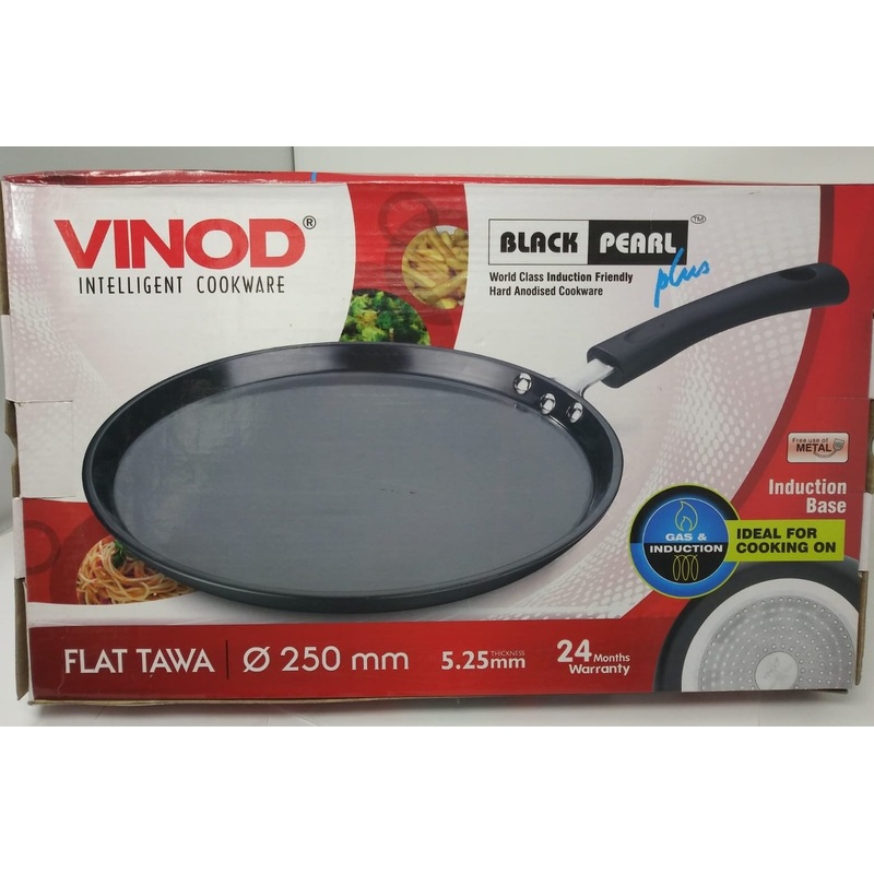 Vinod Black Pearl Hard Anodised 10" Induction Base Flat Dosa Tawa 250mm