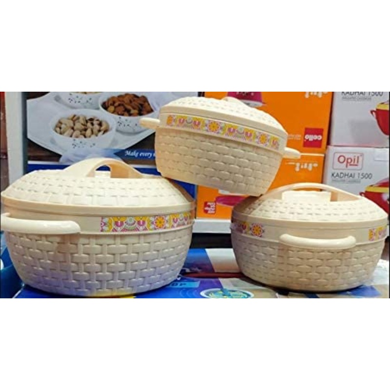 Cello Wicker Pack of 3 Serve Casserole Set  (1500 ml, 500 ml, 1000 ml)