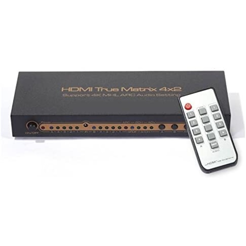 Ckitze BG-555 4x2 HDMI 1.4V Matrix Switch/Splitter (4-input, 2-output) with Remote Control Supports PIP, MHL, HDMI 1.4, 3D, 1080p, 4K x 2K (Comes with MHL to HDMI Cable)
