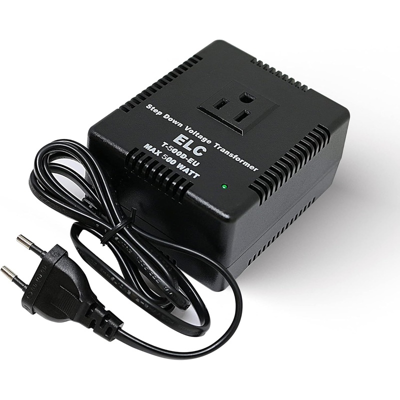 ELC 500 Watt Voltage Converter Transformer Heavy Duty Compact - Step Down - 220/240 to 110/120 Volt - Light Weight - Travel - for Hair Straightener, Toothbrush, TVs, Laptops, Chargers