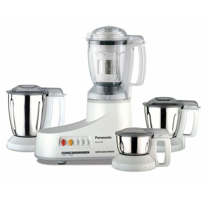 Panasonic MX-AC400 550-Watt Mixer Grinder 4 Jars (White), 220-240V