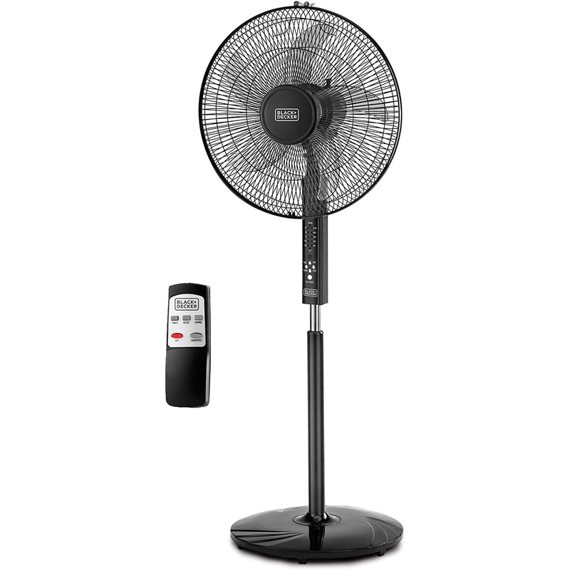 Black and Decker 16 Inch 3 Speed Pedestal Stand Fan with Remote Control , Black - FS1620R 220V