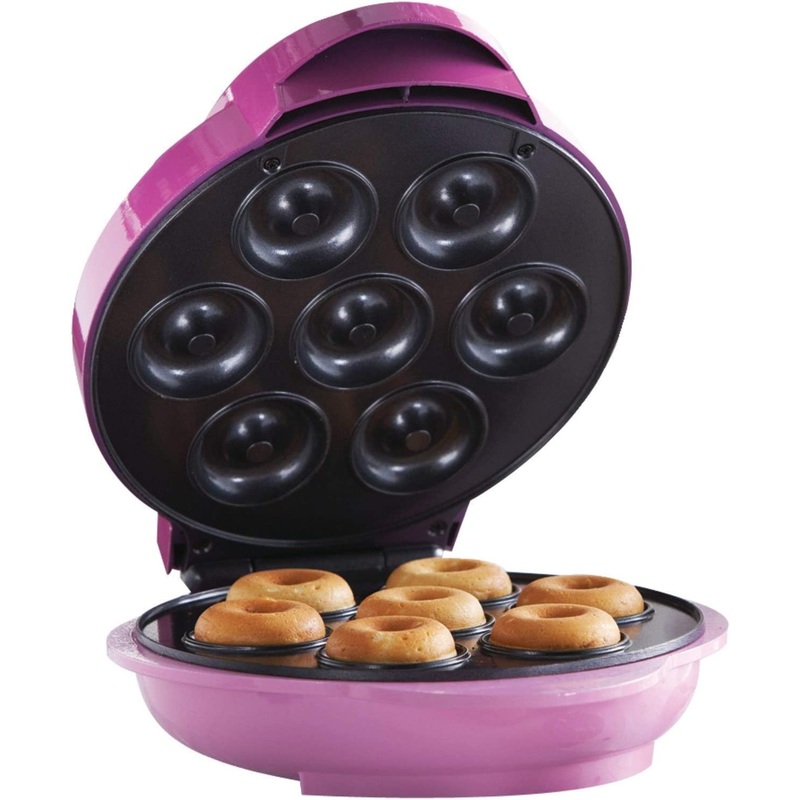 Brentwood TS-250 Mini Donut Maker Machine, Non-Stick, Pink, 7 Mini Donuts 110V