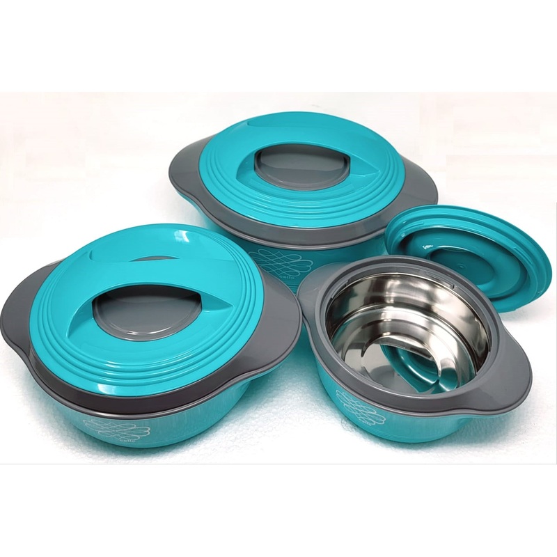 Cello Ripple Insulated Hotpot Pack of 3 Thermoware Casserole Set (500 ml, 1000 ml, 1500 ml)