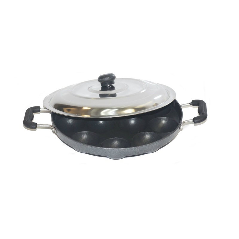 Tabakh AppamPatra Paniyaram Non Stick Pan with Steel Lid