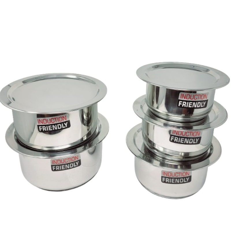 Vinod Cookware Stainless Steel Multipurpose Tope With Lid 5 Pcs Set