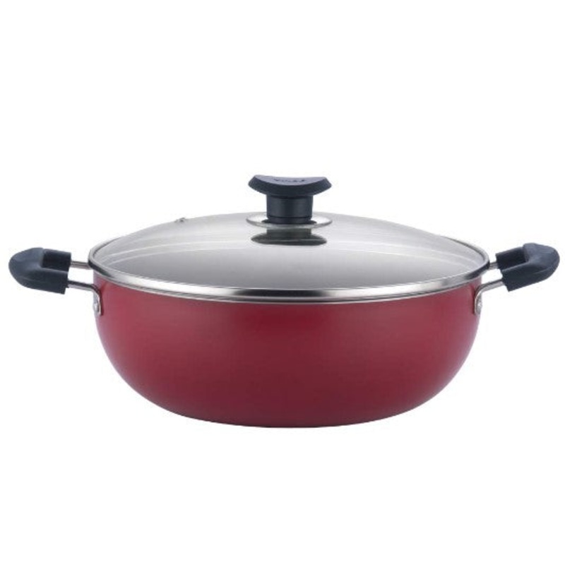 Vinod Non Stick Deep Kadai Induction with Glass Lid