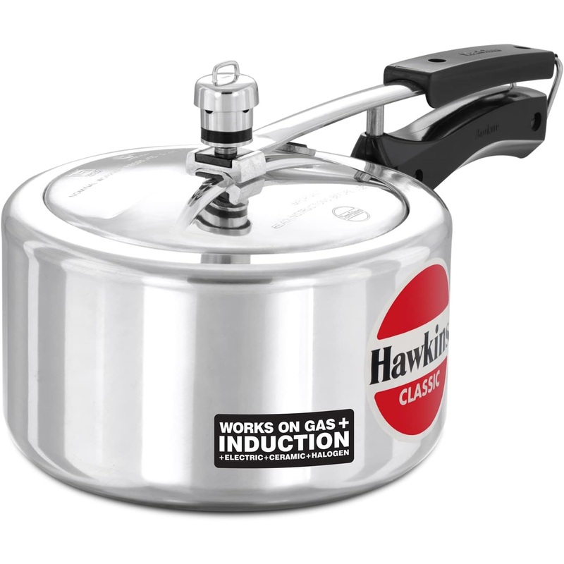 Hawkins ICL3W Classic Aluminum Pressure Cooker 3 Liter Wider Induction Friendly