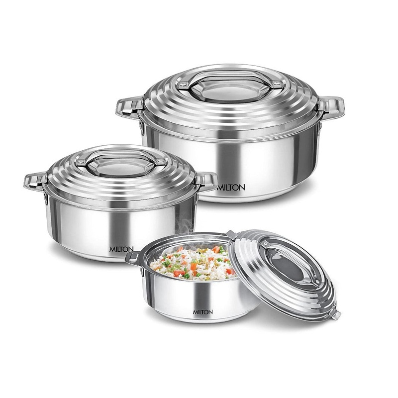 MILTON Thermosteel Galaxia Insulated Casseroles, Set of 3, (1000ml, 1500ml, 2500ml)