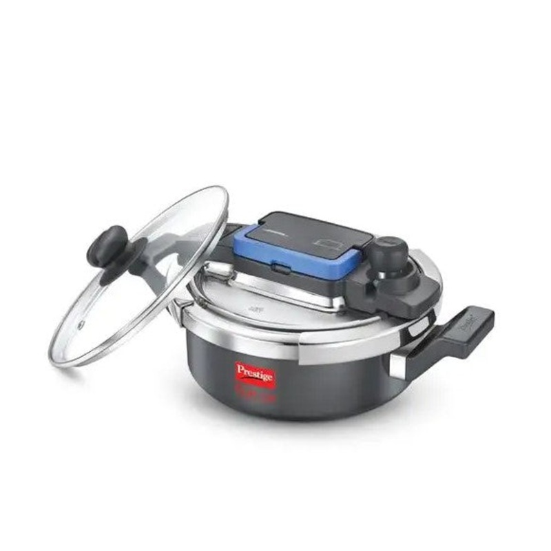 Prestige Svachh Flip-on 2 Litre Hard Anodised Mini Pressure Cooker with Glass Lid