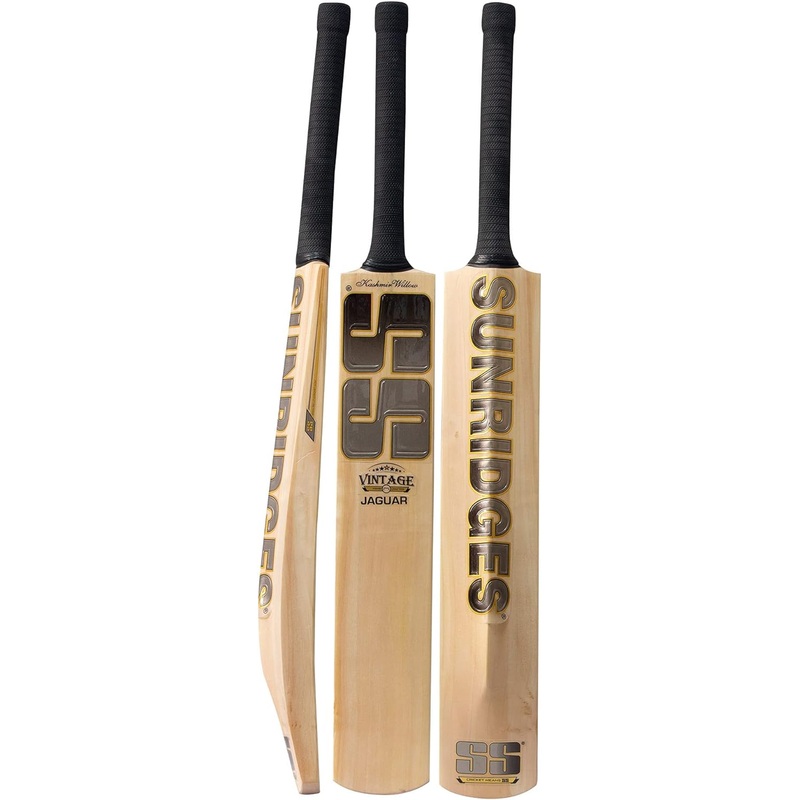 SS Vintage Jaguar Kashmir Willow Leather Ball Cricket Bat Adult Size - Short Handle (Cover Included)