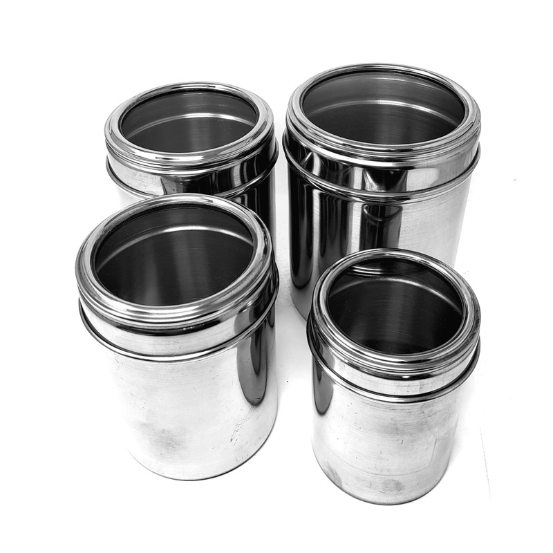 Vinod Stainless Steel Canister Set With Top See Through Lid 0.5mm