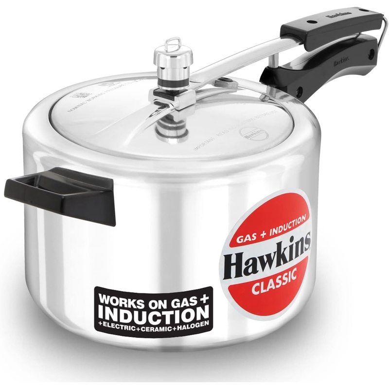 Hawkins ICL50 Classic Aluminum Pressure Cooker 5 Liter Induction Friendly