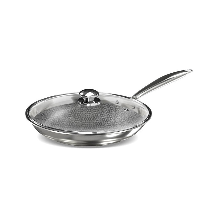 Preethi Diva Collection Triply Stainless Steel Fry Pan with API Technology, 26 cm, Gas & Induction Compatible, with Glass Lid, Metal Spatula Friendly