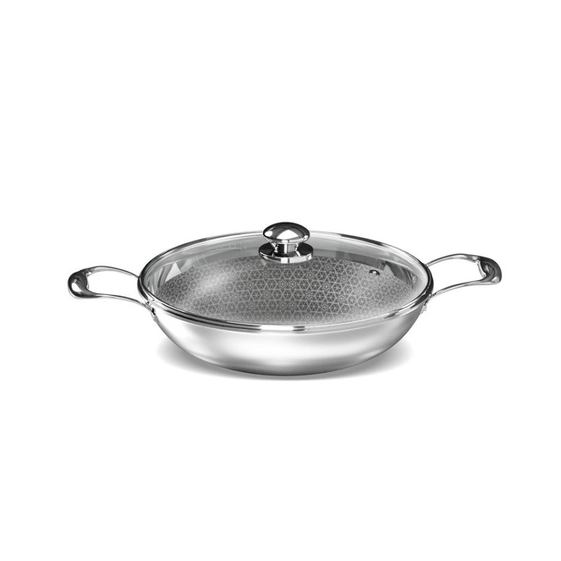 Preethi Diva Collection Triply Stainless Steel Kadai with API Technology, 20 cm, Gas & Induction Compatible, with Glass Lid, Metal Spatula Friendly