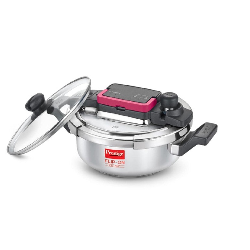Prestige Flip-on Triply  Stainless Steel Pressure Cooker with Glass Lid 3 Liter
