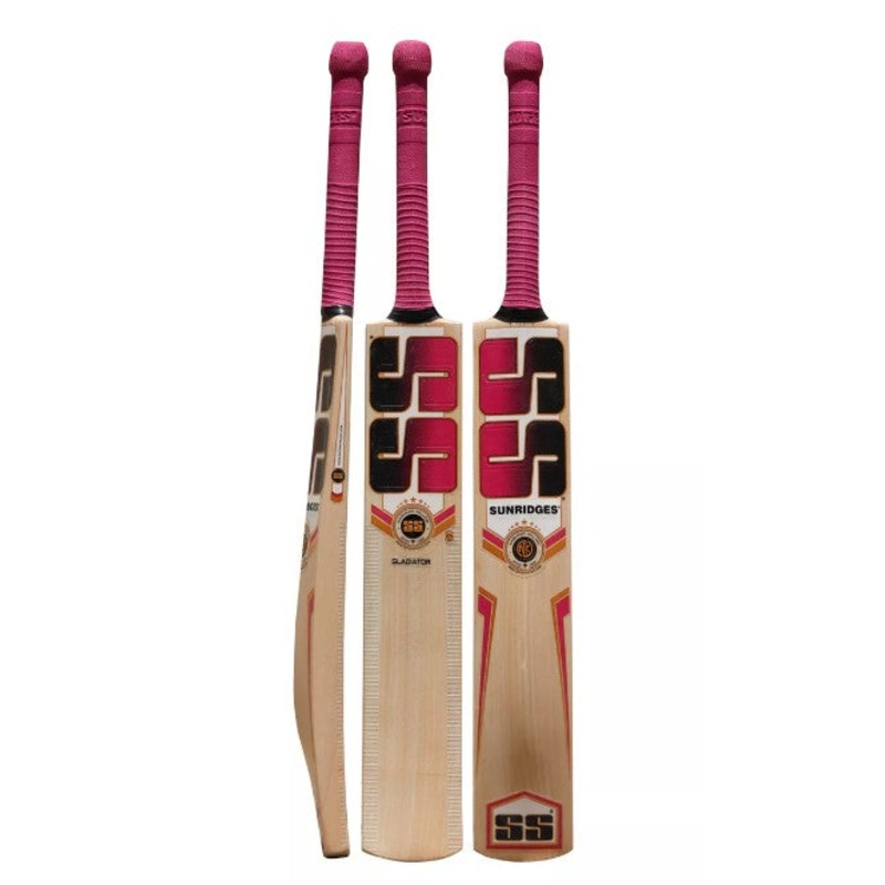 SS Gladiator Kashmir Willow Leather Ball Cricket Bat Adult Size - Short Handle (Cover Included)