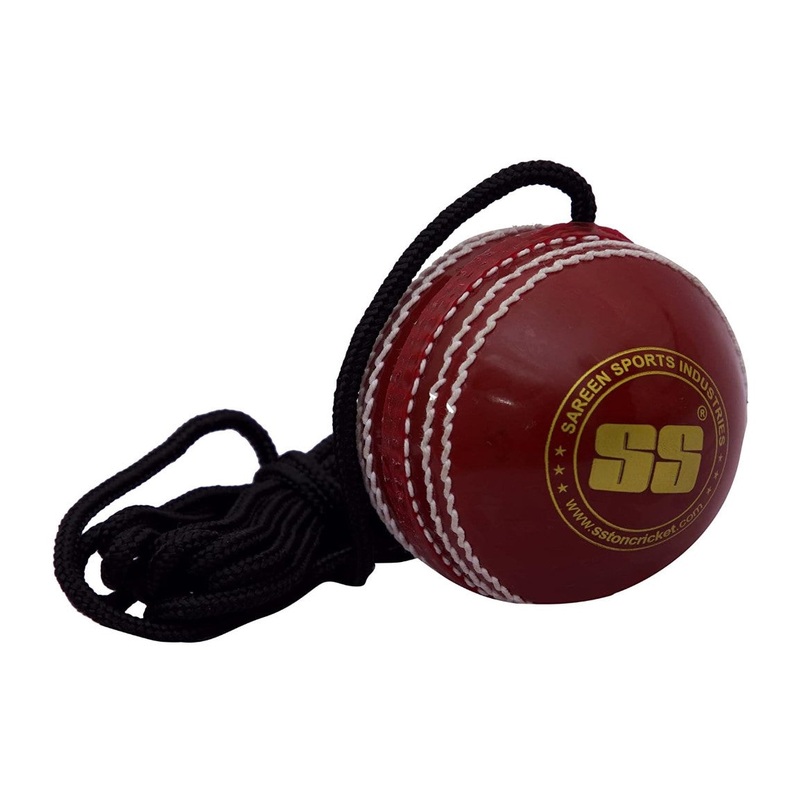 SS Hanging Ball for Cricket Bat Knocking and Practice with Reaction String (Threaded Seam)
