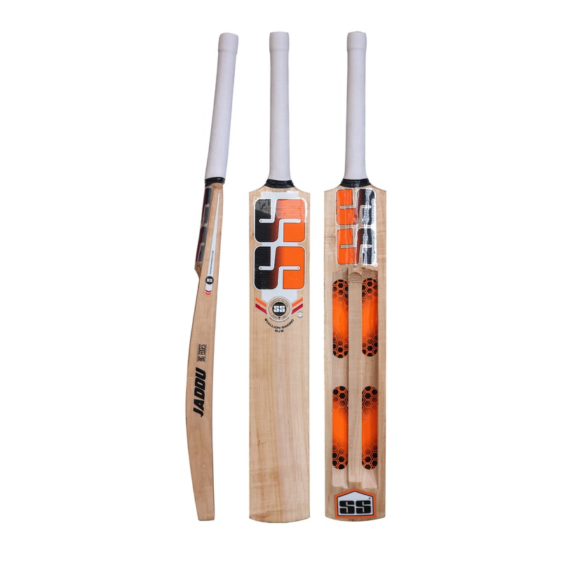 SS Jaddu Players Jumbo Kashmir Willow Leather Ball Cricket Bat Adult Size - Short Handle (Cover Included)