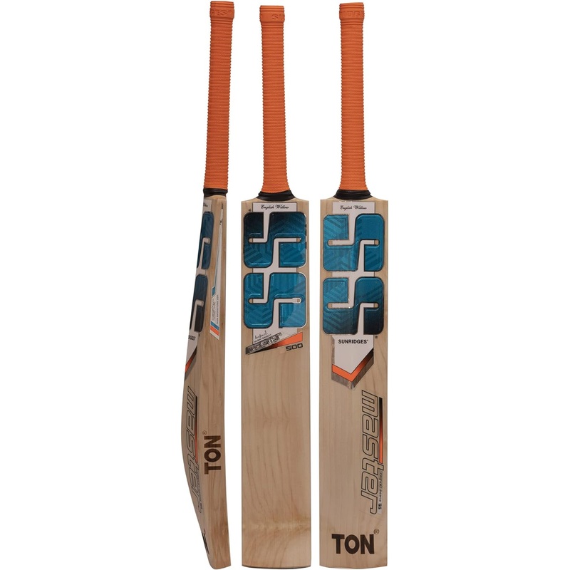 SS TON Premium English Willow Cricket Bat - Full Size for Adults, Short Handle - Bat Cover Included