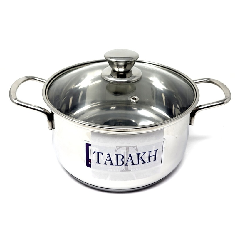 Tabakh Stainless Steel Casserole With Glass Lid 20cm