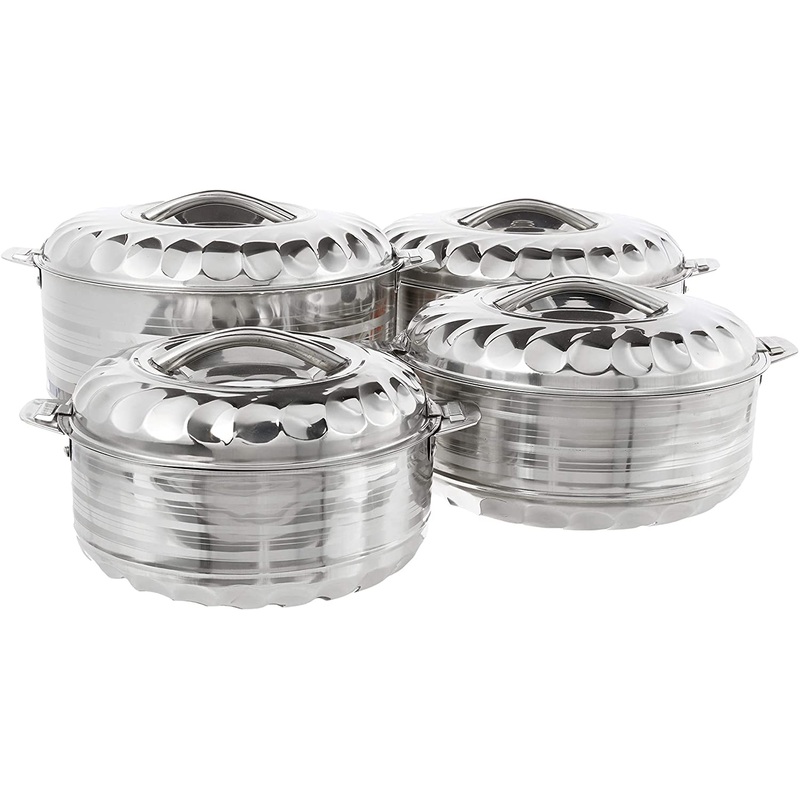 Tabakh Stainless Steel Cold Hot Pot Food Insulated Casserole Double Wall 4pc Set Store Pickup Only