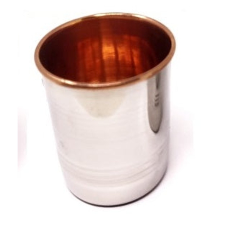 Tabakh Steel Copper Mirror Line Straight Tumbler Glass, 11.8 US Fl Oz 350ML
