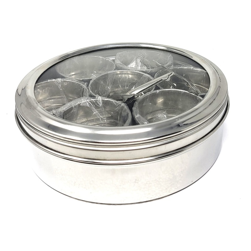 Taj Masala Dabba Spice Container Box with Spoon Stainless Steel