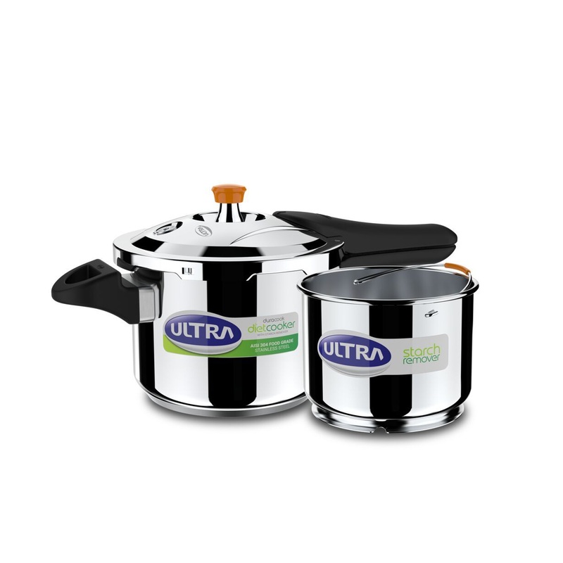 ULTRA Duracook Dietcooker Stainless Steel Pressure Cooker 3 Liter with Starch Remover