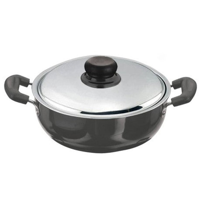 Vinod Hard Anodized Deep Kadai with Stainless Steel Lid