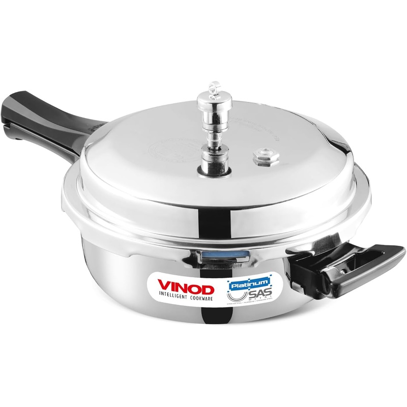 Vinod Platinum Triply Stainless Steel Pressure Cooker Junior Pan - 3.5 Liter | SAS Bottom Pan Cooker | Induction and Gas Base Cooker | ISI and CE certified