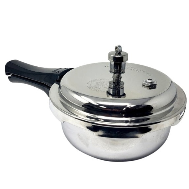 Vinod Platinum Triply Stainless Steel Pressure Cooker Mini Pan - 2 Liter | SAS Bottom Pan Cooker | Induction and Gas Base Cooker | ISI and CE certified