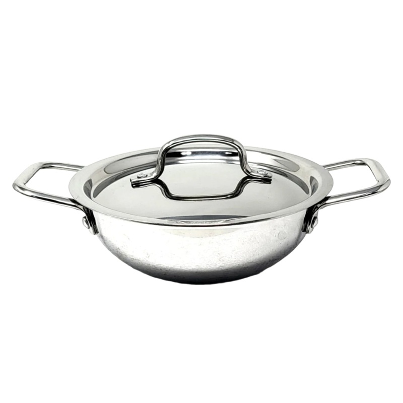 Vinod Smart Triply Stainless Steel Extra Deep Kadai with Lid - 18cm (1.3Ltrs) (Induction Friendly)