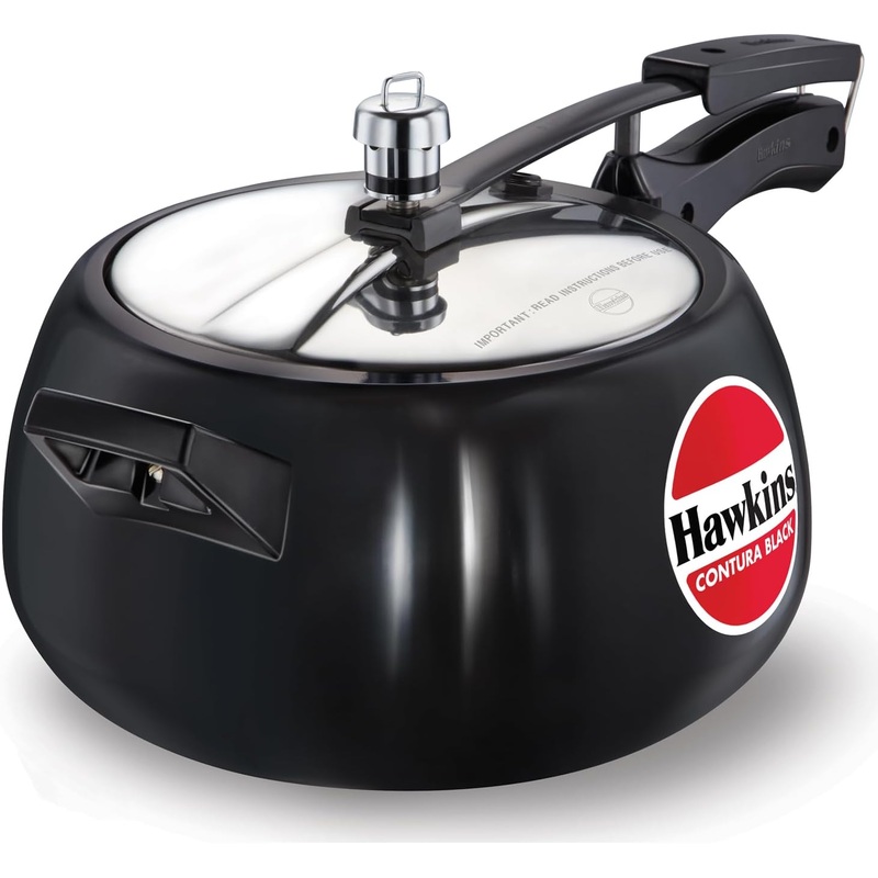 Hawkins CB50 Hard Anodised Pressure Cooker, 5-Liter, Contura Black