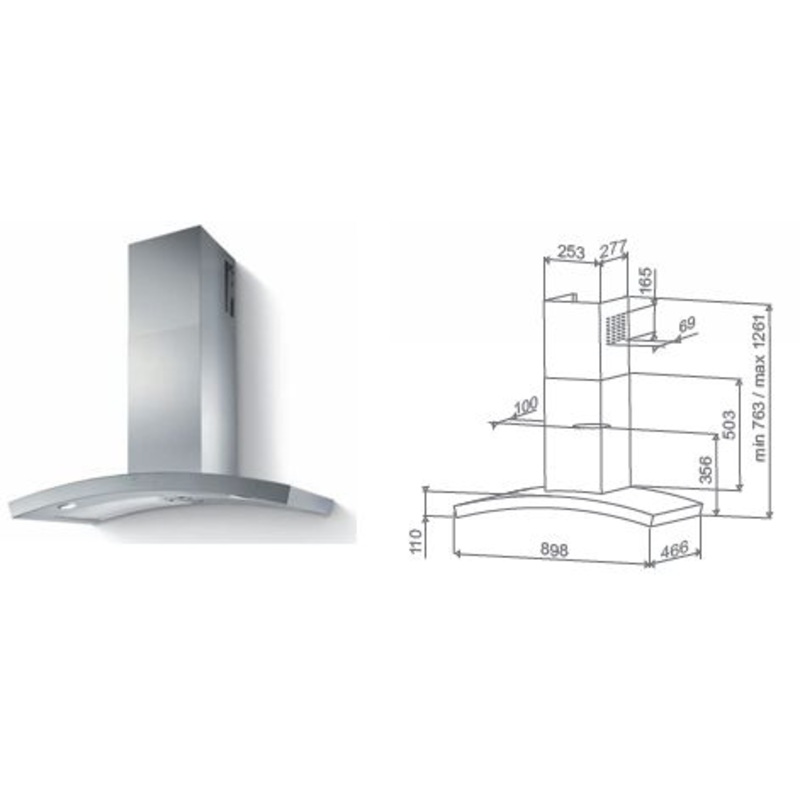 Multistar MDUW36DSS Wall Mounted Chimney Hood for 220-240 Volts