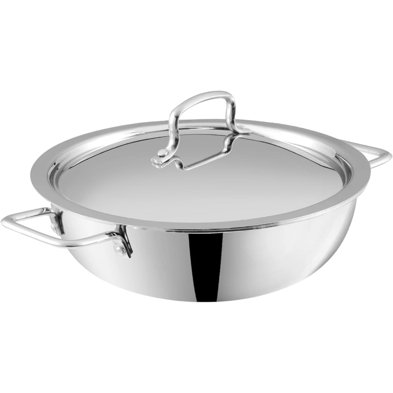 Vinod Smart Triply Stainless Steel Extra Deep Kadai with Lid - 30cm 5.5Ltrs (Induction Friendly)