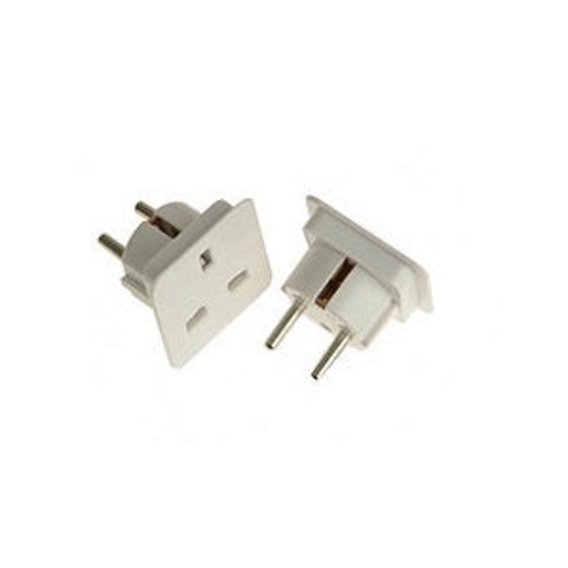 Grounded UK to Grounded European (Shucko) Plug Adapter