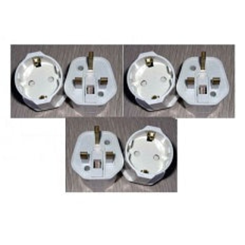 Ckitze GP-023 Schuko European to UK Grounded Plug Adapter (3 Pack)