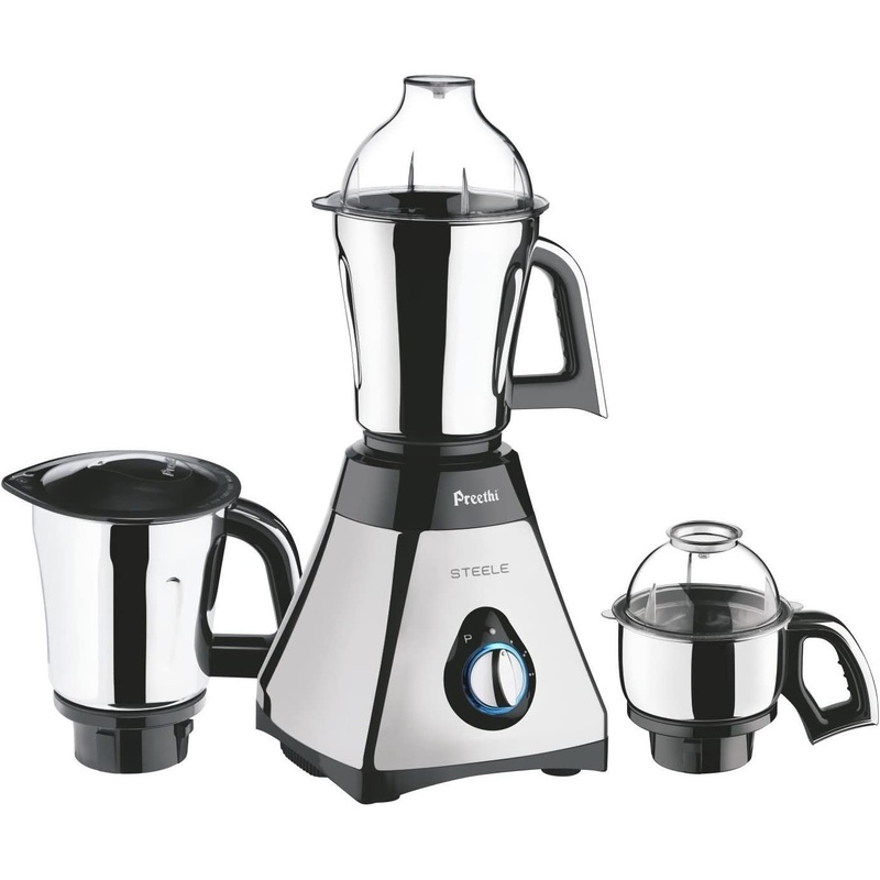 Preethi Steele 3-Jar Mixer Grinder 550 Watt, 110 Volts for USA & Canada