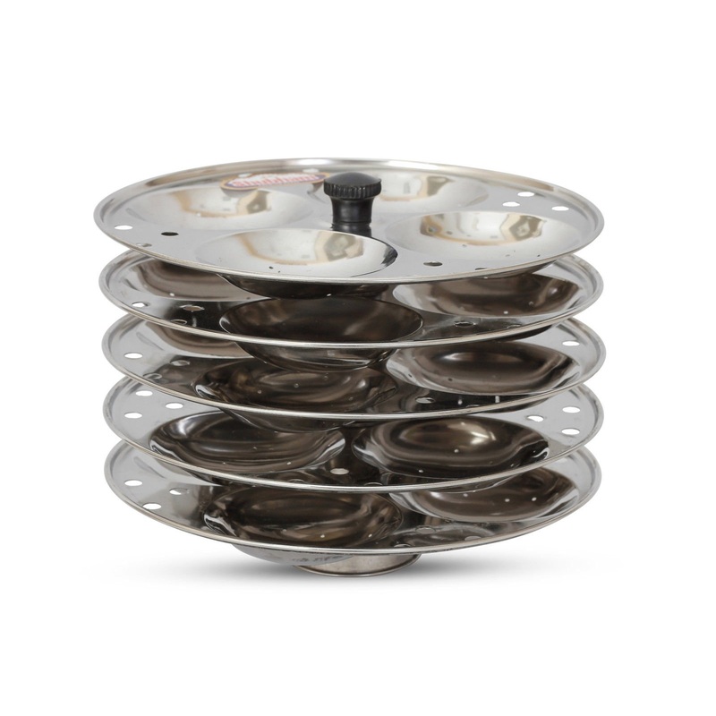 TABAKH Stainless Steel 5-Rack Idli Stand, Makes 20 Idlys