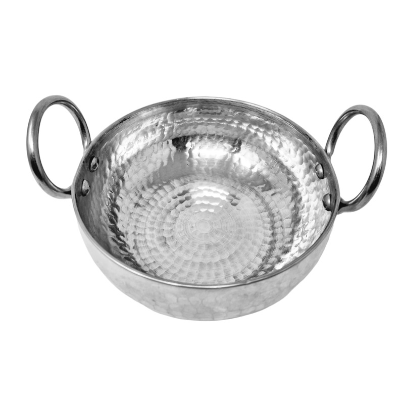 Tabakh Handmade Aluminium Hammer Flat Bottom Kadai Frying Pan Cooking 8.5"